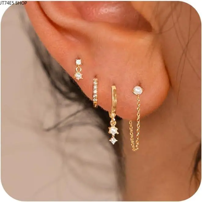 Trendy Zircon Tassel Chain Drop Earrings, Sparkling Dangle Stud Jewelry for Women Daily Styling