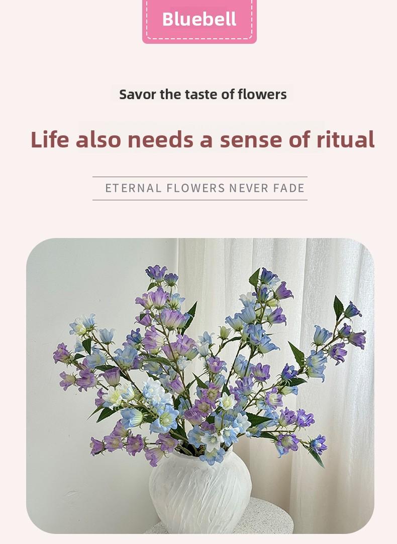 Long-stemmed wind chime flowers, artificial lilies of the valley, fake flowers for home decoration, living room and dining table decor, wedding hall floral arrangements