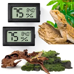 2 Pack Digital Reptile Thermometer Hygrometer, Adhesive Tank Humidity Gauge, Terrarium Accessory for Lizards, Snakes, Bearded Dragons and Geckos