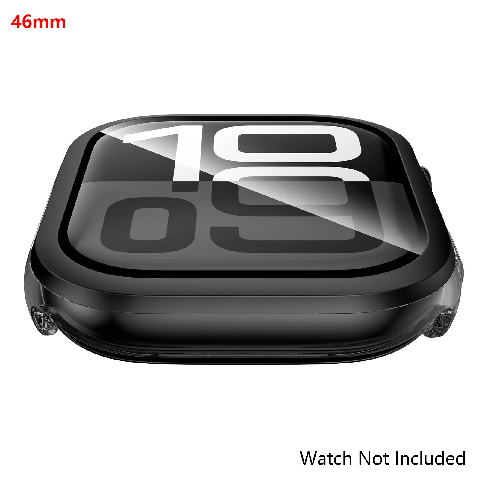 Case with Tempered Glass Screen Protector for Apple Watch Ultra 3/2/1 49mm and Series 11/10 46mm, Slim Guard Bumper Full Coverage Hard PC Protective Cover Thin Case for iWatch 49mm /46mm/42mm - 46mm - Black  (Watch Not Included)