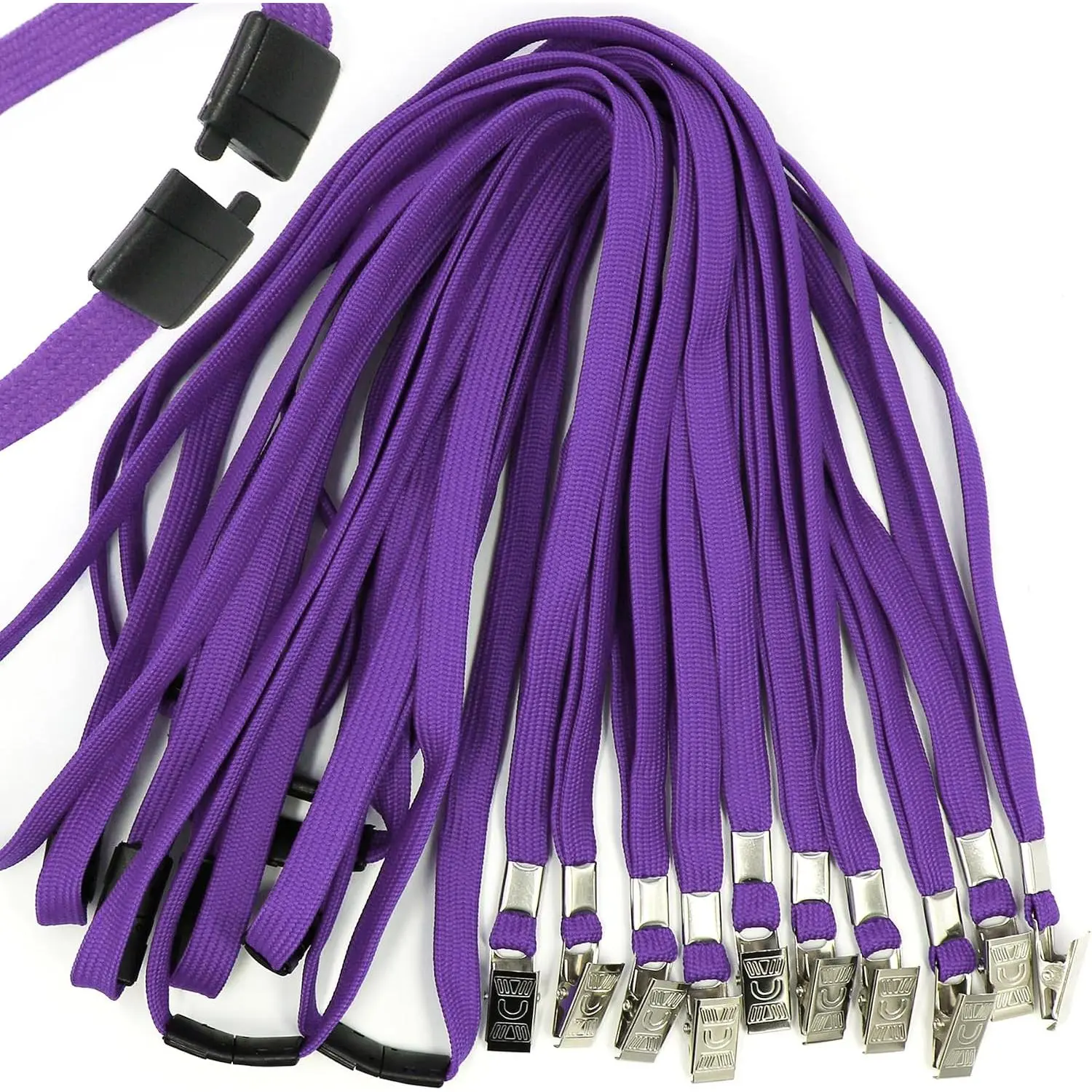 25 Pack Flat Breakaway Safety Lanyards for ID Badges Quick Release Lanyard with Clip ()