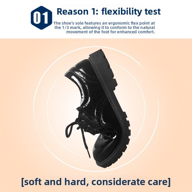 2026 Children's Leather Shoes for Boys, Middle and Older Kids, Elementary School Students, Korean Style Soft Sole Flower Boy Black Performance Shoes