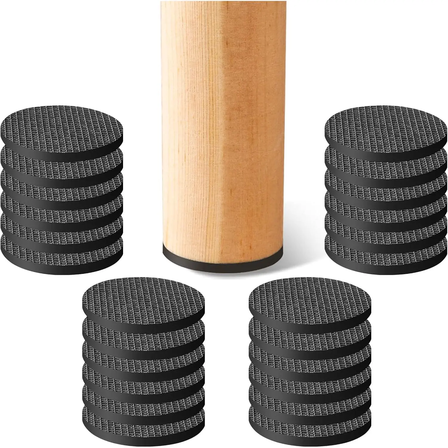 Non Slip Rubber Furniture Pads & Grippers, Self Adhesive Round Floor Protectors for Chair & Table  and , 1 Inch, 24 Pack, Round