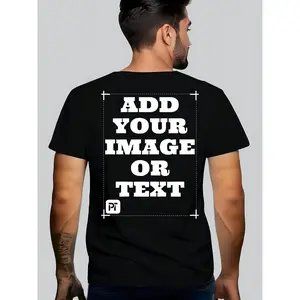[Customization] Personalized custom men's T-shirts, casual short-sleeved custom printed T-shirts. Graduation season, your text/pictures/family photos/pet photos/company logo/work uniform/couples/friends, anniversary/Thanksgiving/Easter