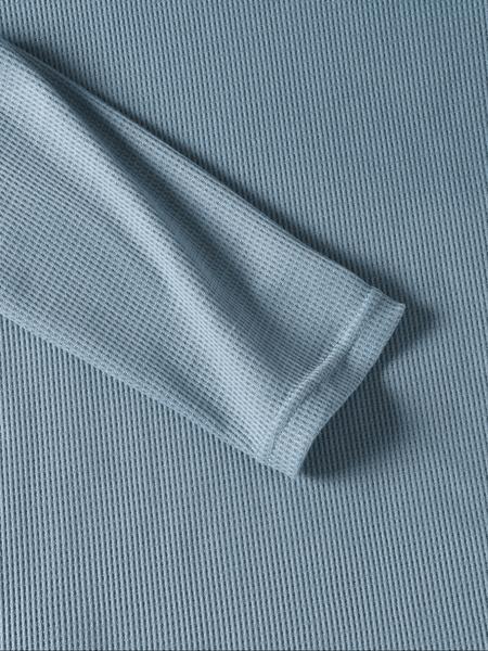 Men's Autumn Winter Long Sleeve Waffle Knit Crewneck T-Shirt, Casual Fitted Plain Top, Regular Fit Bottom Layer, Comfortable Daily Wear