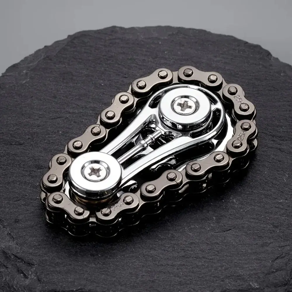 Chain Tooth Mechanical Flywheel Fidget Spinner, Antistress Anxiety Relief, Metal Bike Chain Design, Edc Toy for Kids & Adults, Pocket Stress Relief