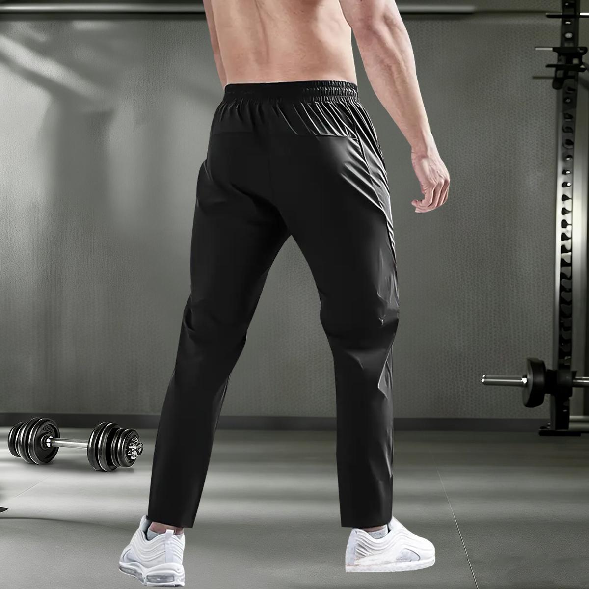 Men's 3-piece set ice silk breathable sports pants - moisture-wicking, quick-dry, lightweight, loose fit, suitable for outdoor training, gym workouts, hiking