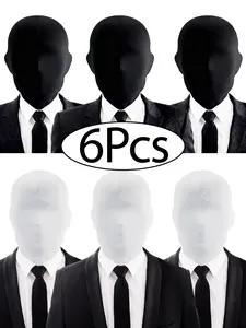 6pcs Full Face Mask Halloween Cosplay Spandex Hood, Unisex Cloth Headwear, Party Style, All Seasons, Plain Pattern