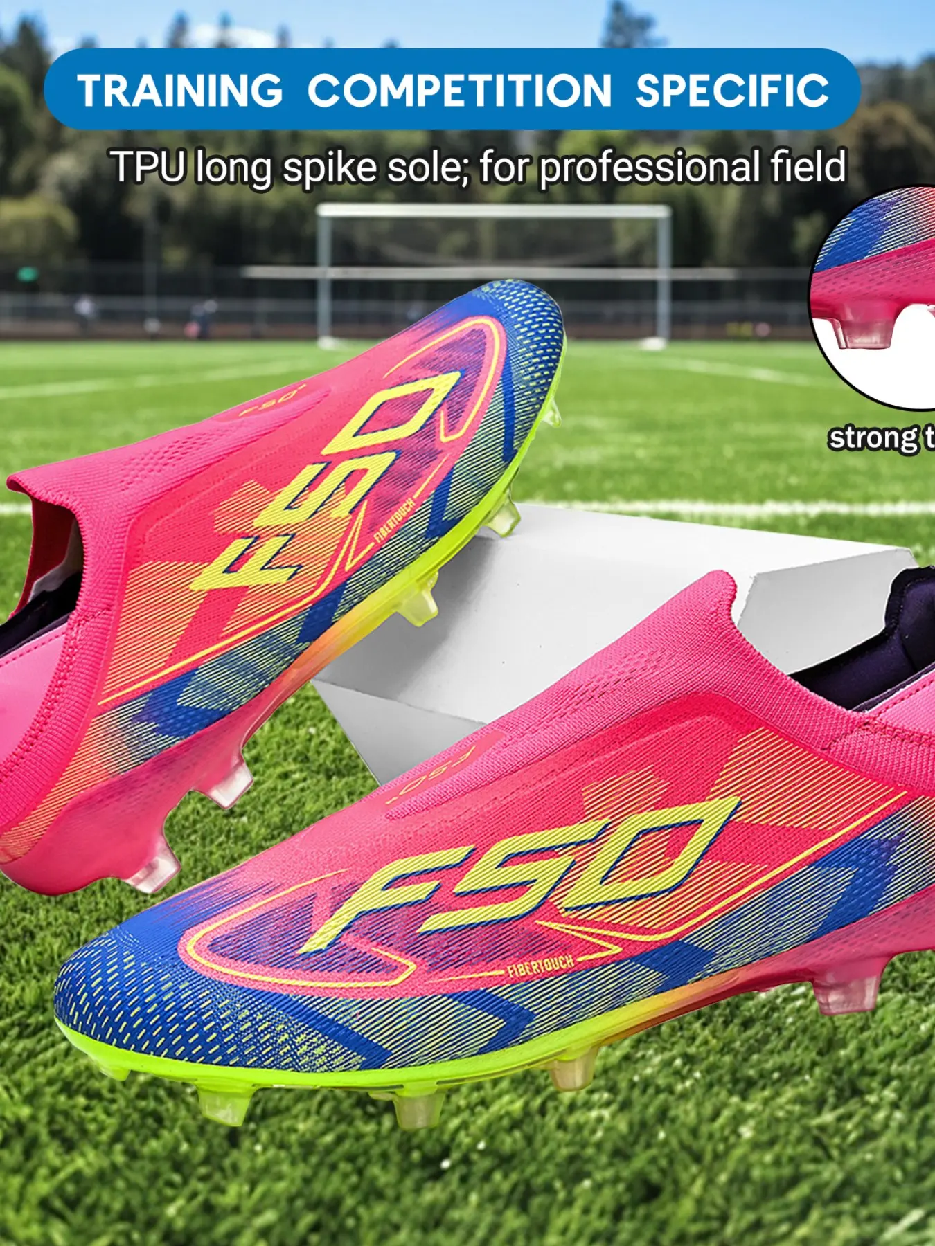 Breathable Football Shoes Fg/ag Long Studs for Artificial Grass, All-Season Anti-Slip Sports Shoes, Durable Ankle Protection