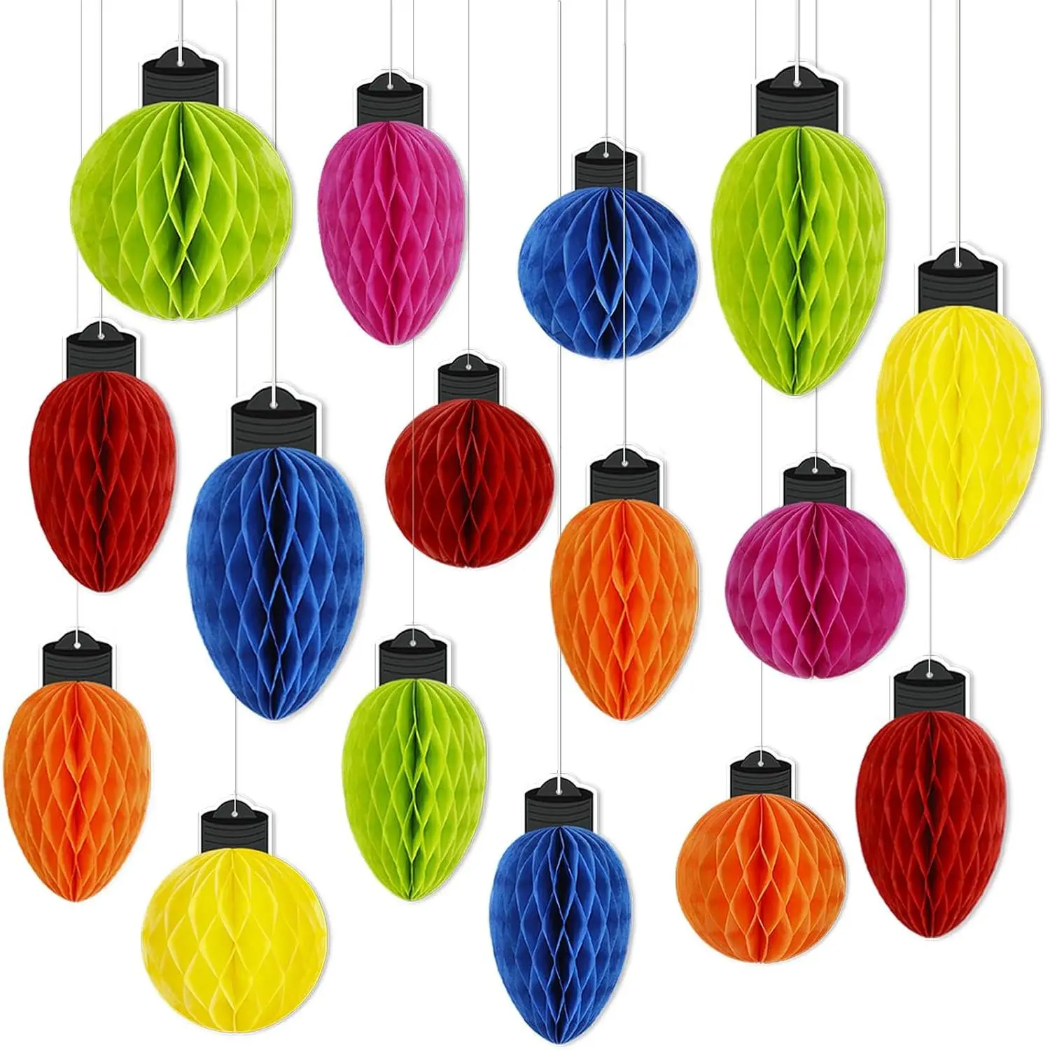 16 count Christmas Party Decorations   - Paper Ball Light Decor for Tree, Table Centerpieces, Holiday Classroom Supplies
