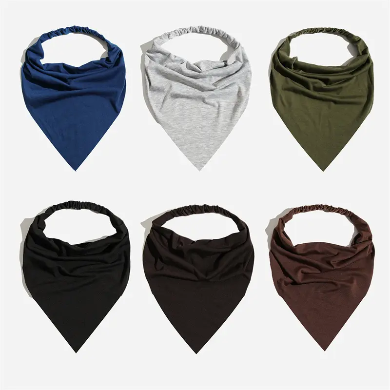 Women's Large Size Bandana Head Wrap - Bohemian Solid Colors Triangular Scarf, Black Extended Version Headscarf, Deep Brown Extended Version Headscarf for Casual Daily Wear