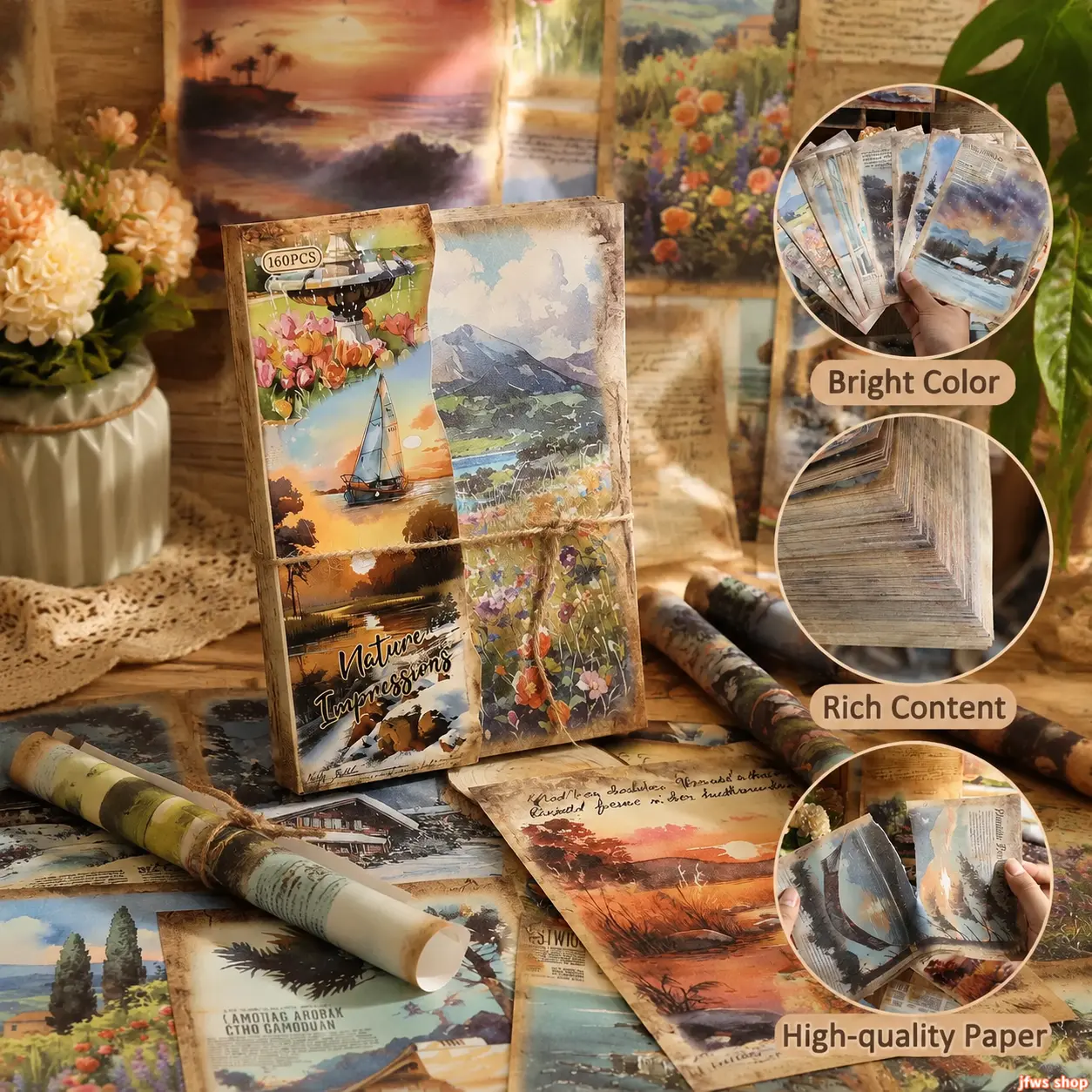 Vintage Nature Scrapbook Paper Pack for DIY Crafts - Natural Scenery Aesthetic Craft Paper - Large Non-Adhesive Supplies for Planners & Journals tiktokshopbacktoschool