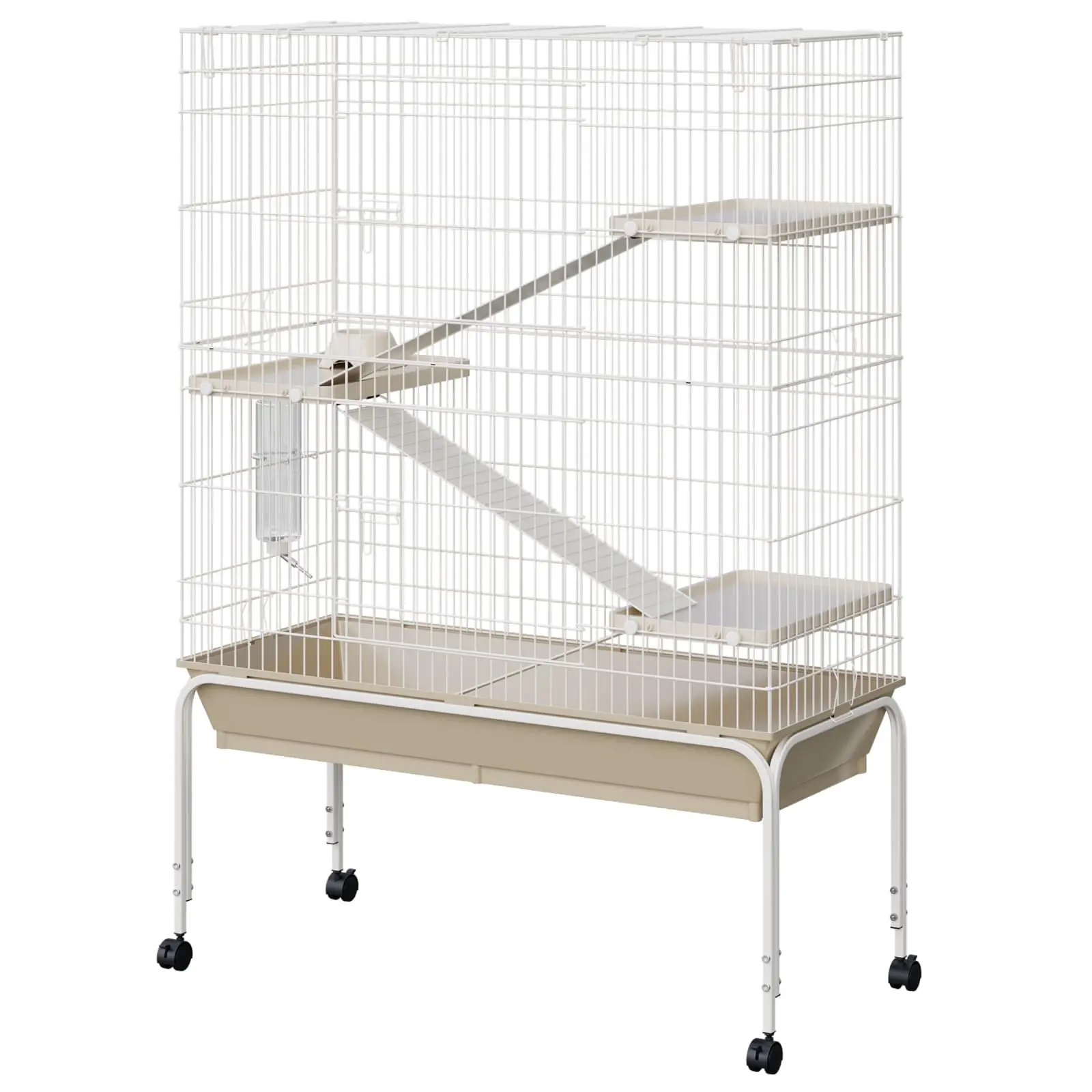 Ferret Cage,55"h Large Critter Nation Cage with 3 Removable Ramps,Food Bowl Water Bottle,Metal Small Animal Cages on Wheels for Chinchillas Guinea Pigs Rabbit Sugar
