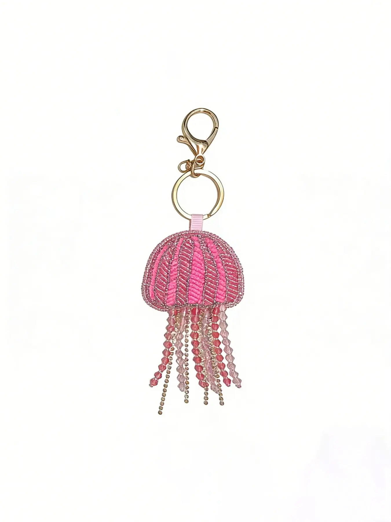 Gradient Handmade Beaded Jellyfish Keychain, Multi-Layer Bead Pendant, Oceanic Charm, Summer Island Vacation Accessory