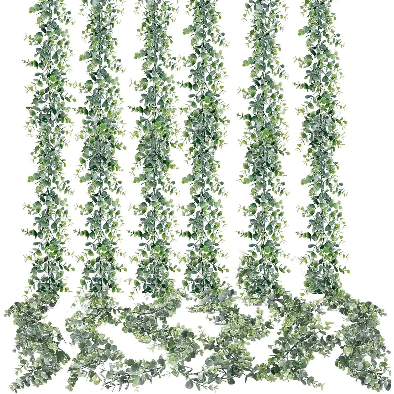 Artificial Eucalyptus Garland 6 Pack Fake Eucalyptus Greenery Garland Faux Hanging Plants Artificial Vines, 5.6 Feet/Strand for Wedding Backdrop Arch Wall Table Party Outdoor Festival Decor