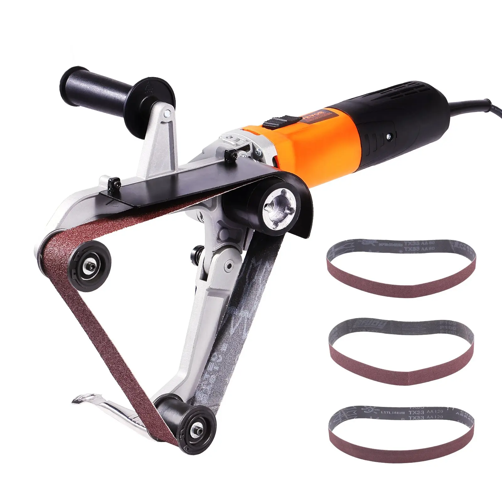 Pipe Tube Polisher Sander, 1000W Pipe Belt Sander with 6 Variable Speeds 1100-3200rpm, Professional Belt Sander Grinding Machine with 3PCS Sanding Belts for Burnishing Finishing Rust Removal