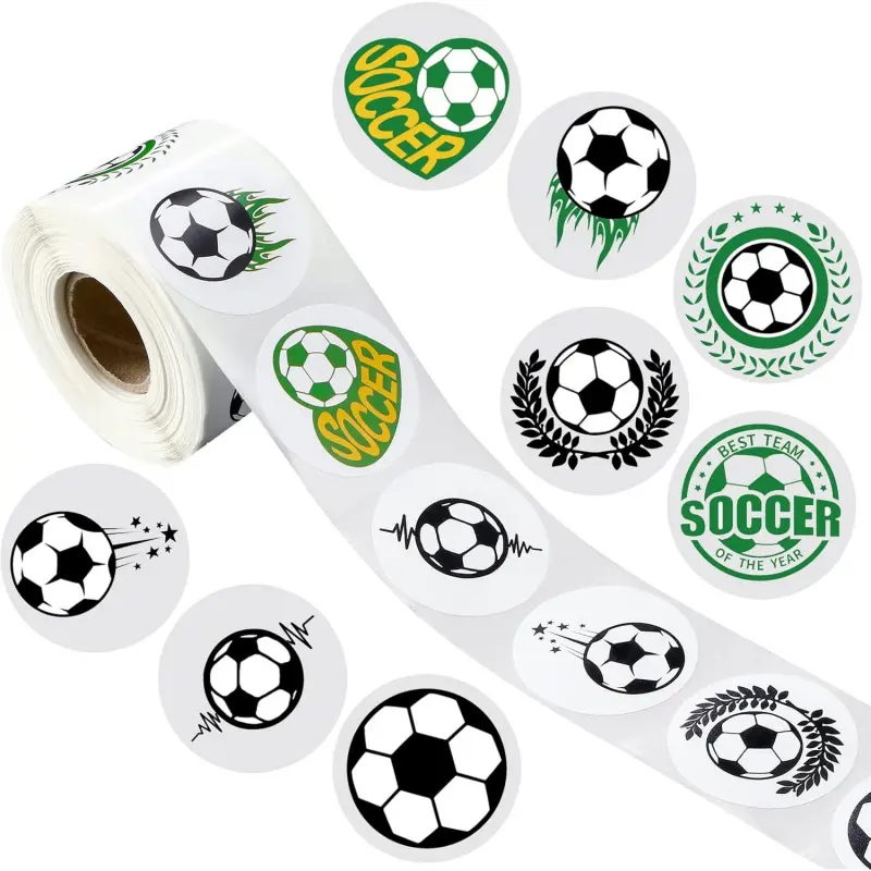 500 Pcs 1.5inc/3.8cm Soccer Ball Sticker Set Waterproof Self-Adhesive Football Stickers for Scrapbooks Helmet Jars Sports Party Supplies Decals