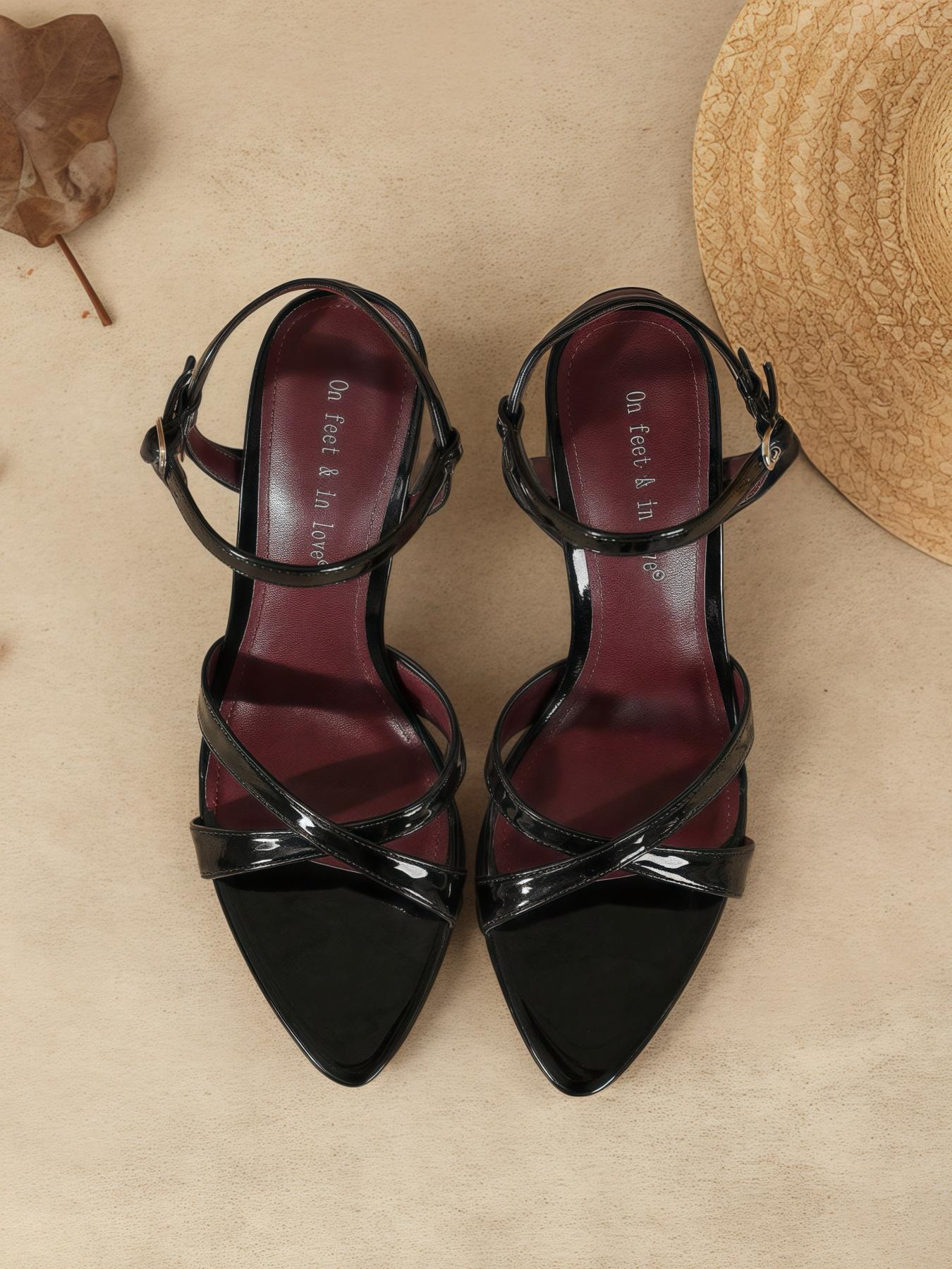 Women's Fashionable Cross Strap Stiletto Heeled Sandals, Elegant Minimalist Pointed Toe Heeled Sandals for Party, Daily Clothing Decor for Women & Girls, Footwear