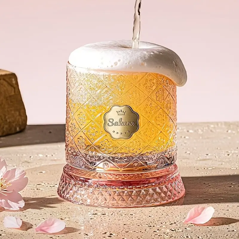 360° Rotating Whiskey Glass Base, Crystal Whiskey Cup, Thickened Glass, Elegant Gift for Men, Durable Holiday Present