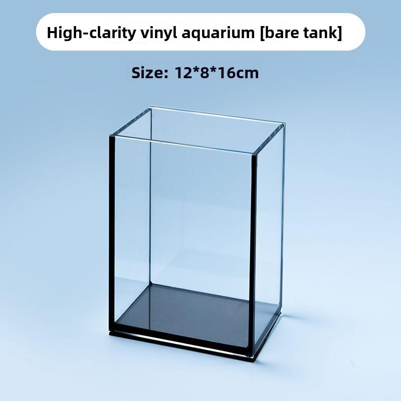 Thai Betta Fish Tank with Black Background Small Desktop Micro Landscape Mini Office Desk Ultra Clear Glass Betta Tank