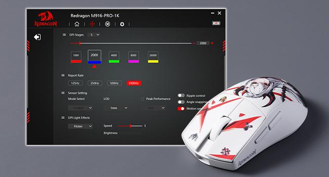 Redragon M916AK PRO 3-Mode Anime Gaming Mouse, 42G Ultra-Light 26K DPI Gaming Mouse w/Ergonomic Natural Grip Build, Full Programmable Buttons, Software Supports DIY Keybinds & DPI