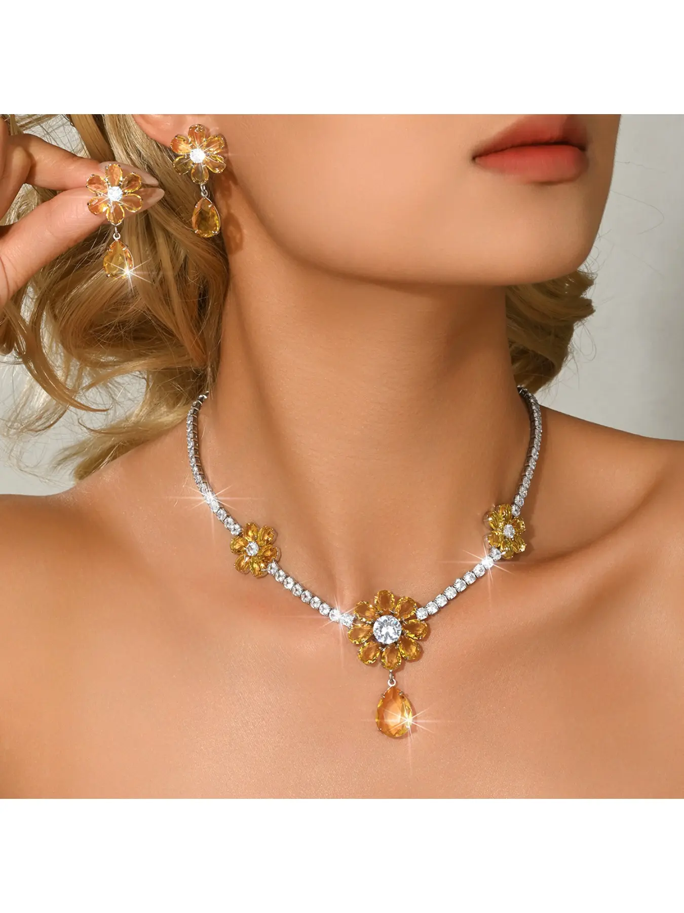 Floral Bridal Necklace: Affordable Luxury Copper & Zircon Choker – A Stylish Accessory Set for Banquets and Evening Gowns