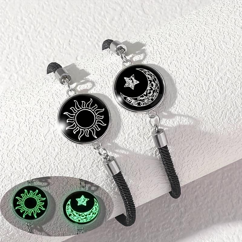 2-Pack Glow in Dark Couple Bracelets Set - Magnetic Sun Moon Star Matching Jewelry with Luminous Beads - Long Distance Gifts for Couples, Boyfriend Girlfriend - Valentine's Christmas Anniversary Date Night Gift Cool 2-Pack Glow in Dark Couple Bracelets Set - Magnetic Sun Moon Star Matching Jewelry with Luminous Beads - Long Distance Gifts for Couples, Boyfriend Girlfriend - Valentine's Christmas Anniversary Date Night Gift Cool