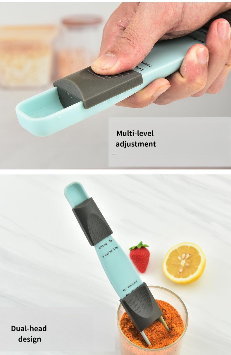 Adjustable measuring spoon, baking plastic measuring spoon, kitchen tool plastic graduated measuring spoon, adjustable measuring spoon set