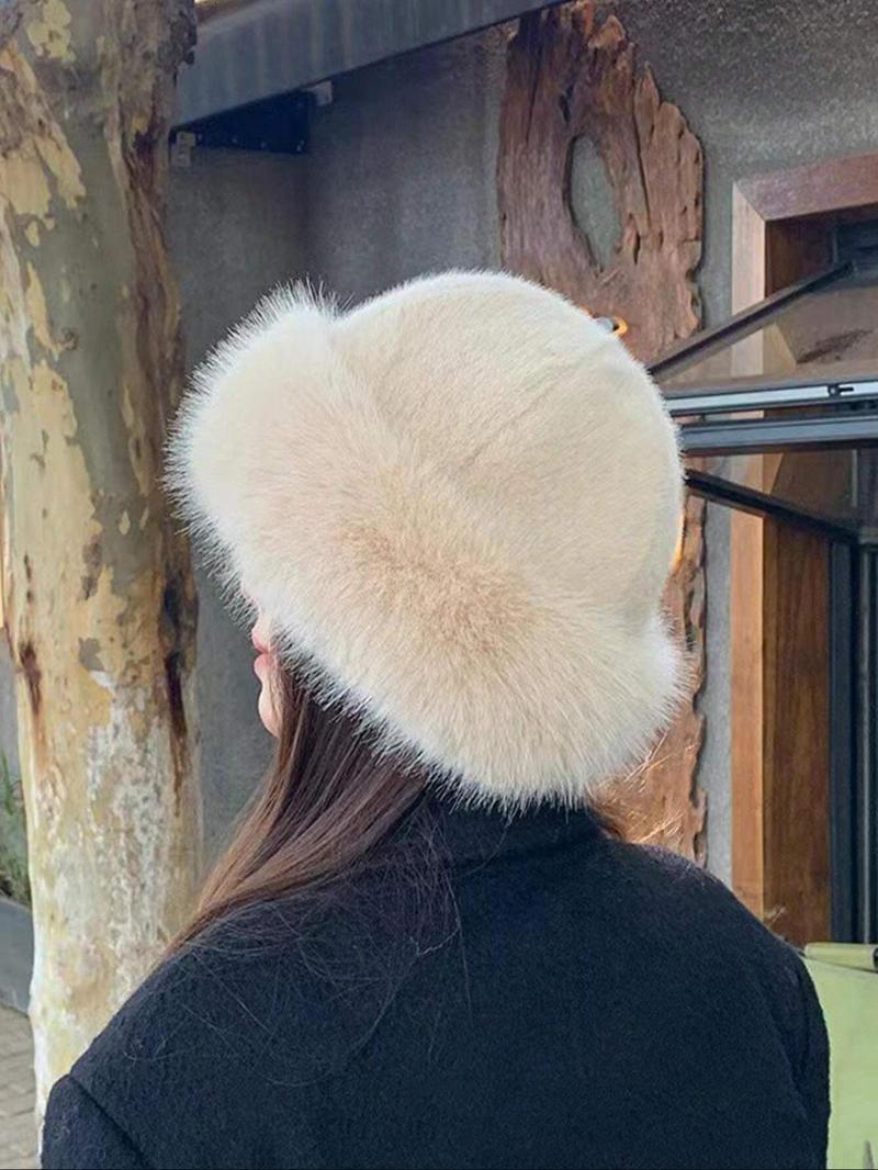 Women’s Cute Solid Color Fluffy Hat, Warm Casual Headwear for Fall and Winter, Fashion Accessory for Women and Girls