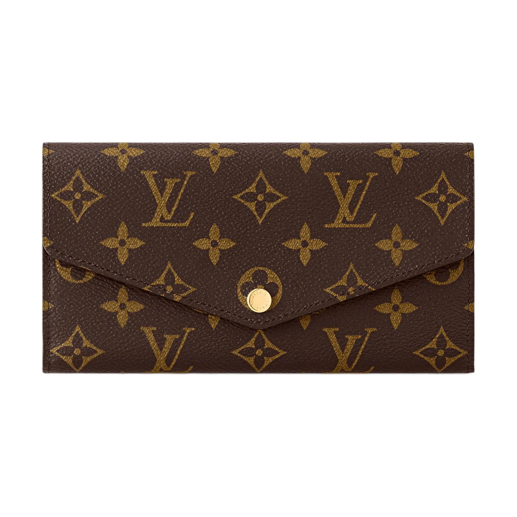 Louis Vuitton Sarah Monogram Print Snap Closure Coated Canvas Wallet for Women, Brown, Gold Men's Wallets