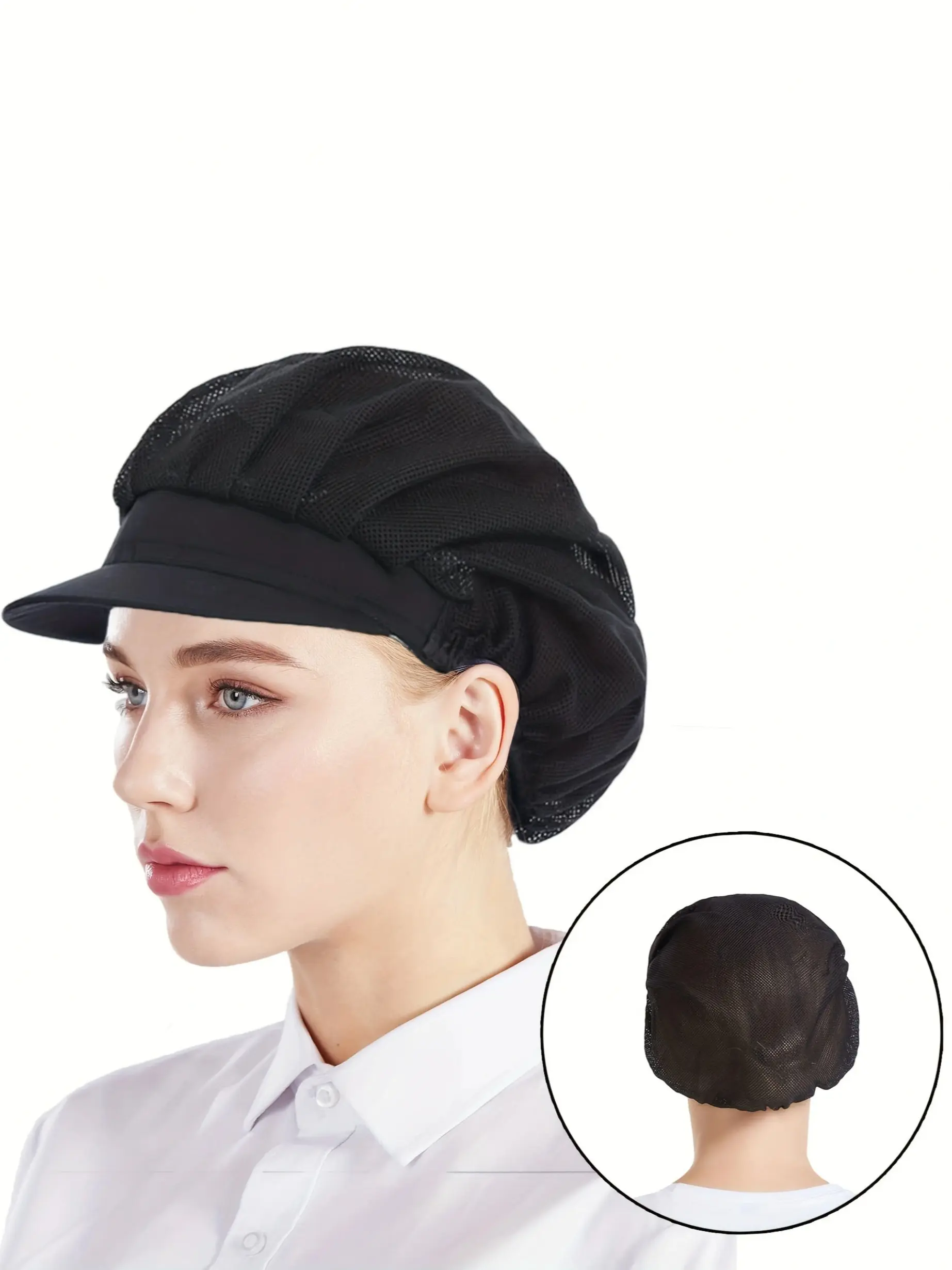 Restaurant Kitchen Workshop Hat, Hygienic Brimmed Breathable Mesh Cap, Server Work Hat, Comfortable and Durable Design