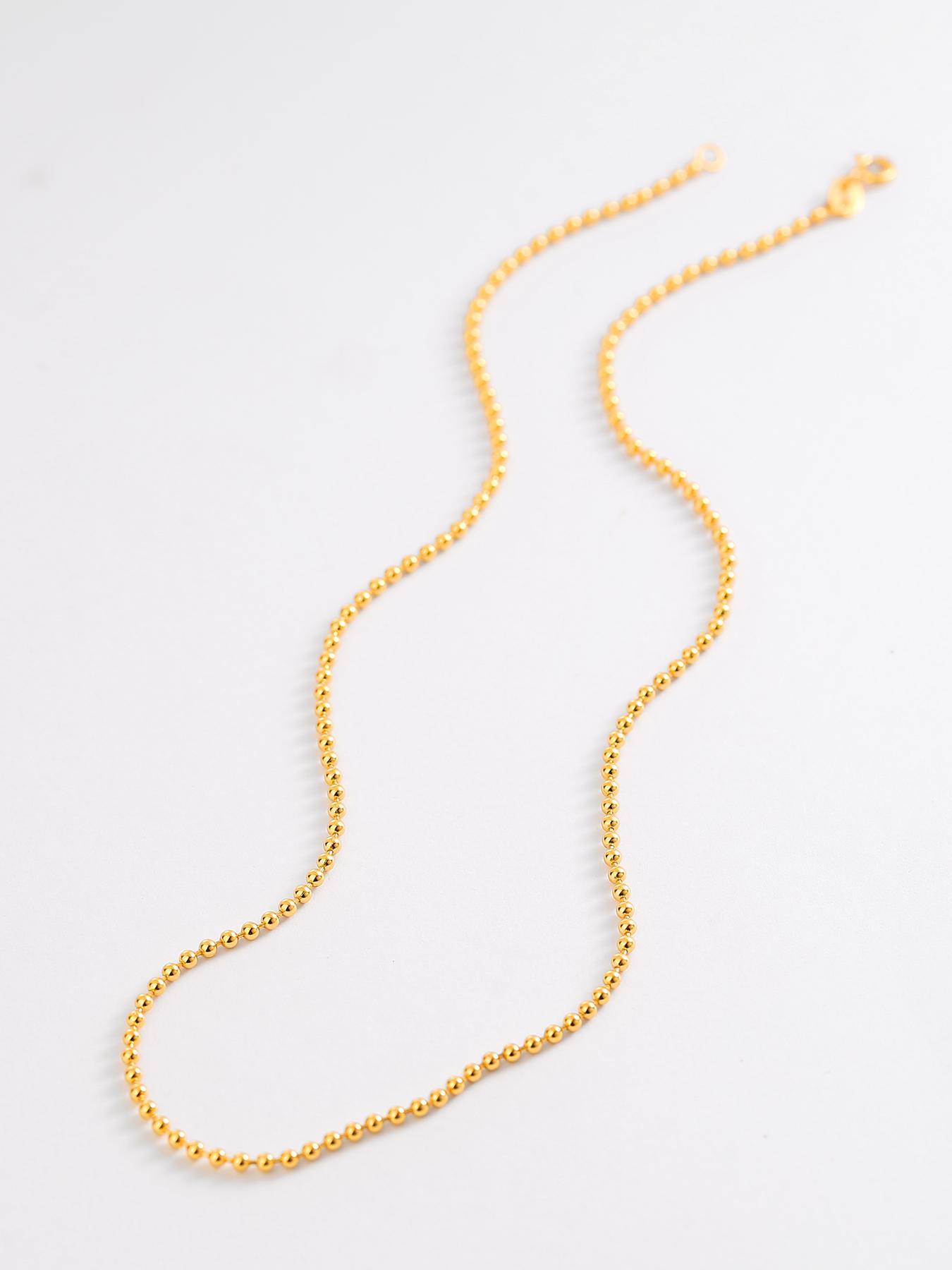 925 Sterling Silver Minimalist Beaded Decor Necklace, Fashion Jewelry for Party, Daily Clothing Decor, Trendy All-match, Elegant & Exquisite Jewelry for Birthday Gift, Minimalist Chain Necklace, Daily Wear Necklace