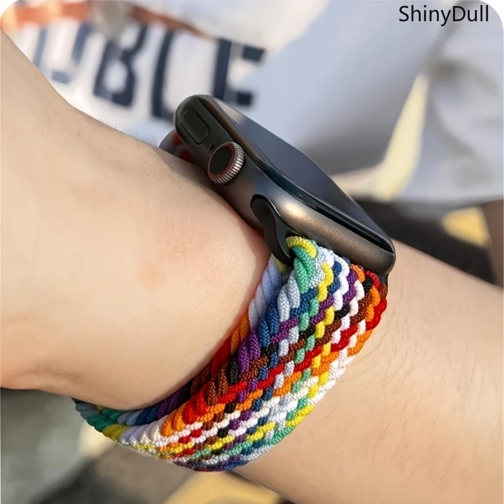 Braided Nylon Apple Watch Strap – Elastic Snap-Back, Adjustable Sports Wristband with Silent Metal Snap, Fits Series 1–10, SE, Ultra / Ultra 2