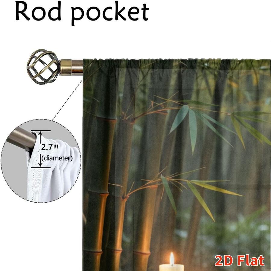 2Pcs Zen Garden Candles River Waterfall Pattern Sun Blocking Curtains Digital Printed Rod Pocket, Window Treatment For Bedroom Office Kitchen Living Room Study Home Decor