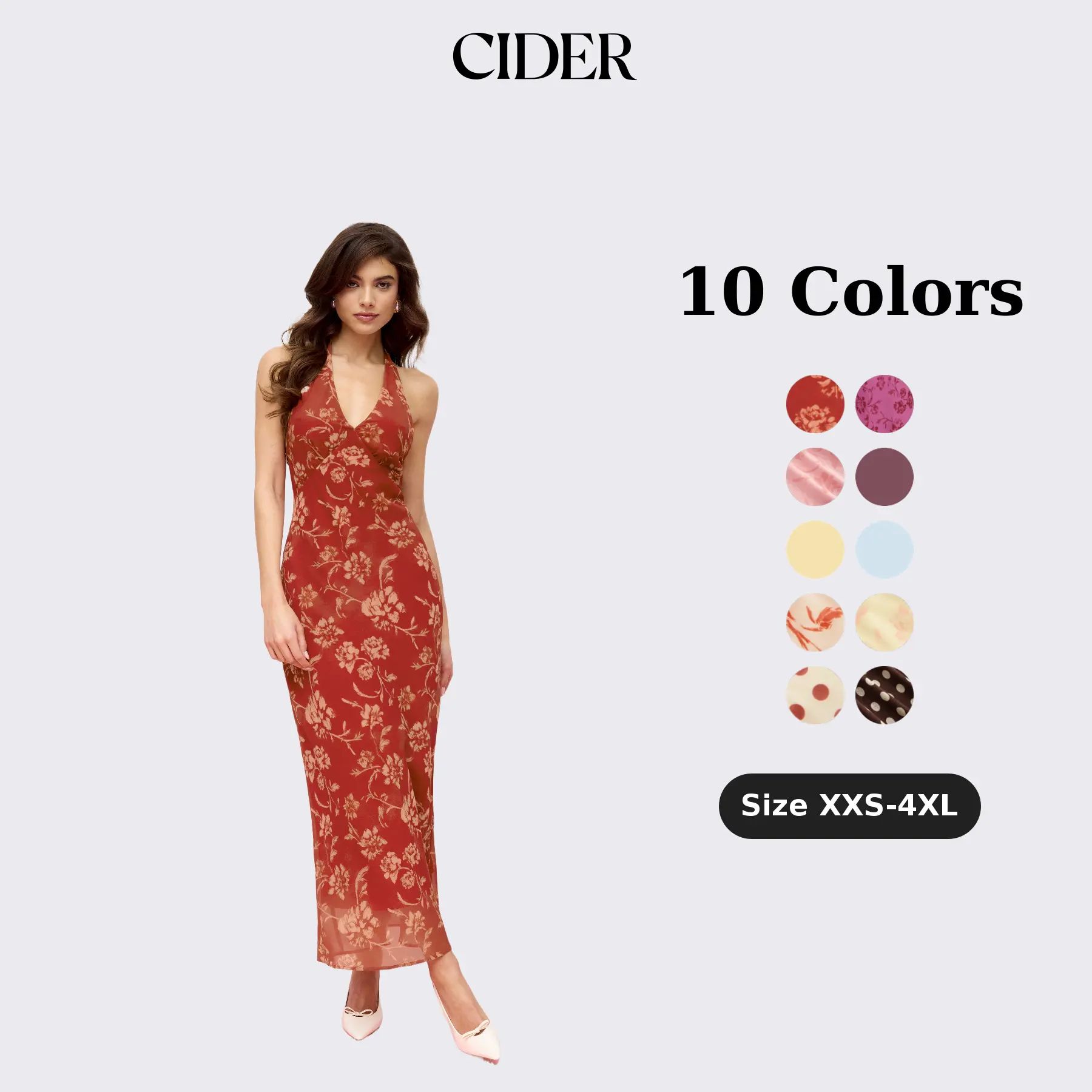 Cider Chiffon Sweetheart Floral Backless Tie Back Mermaid Maxi Dress Cider Chiffon Sweetheart Floral Backless Tie Back Mermaid Maxi Dress
