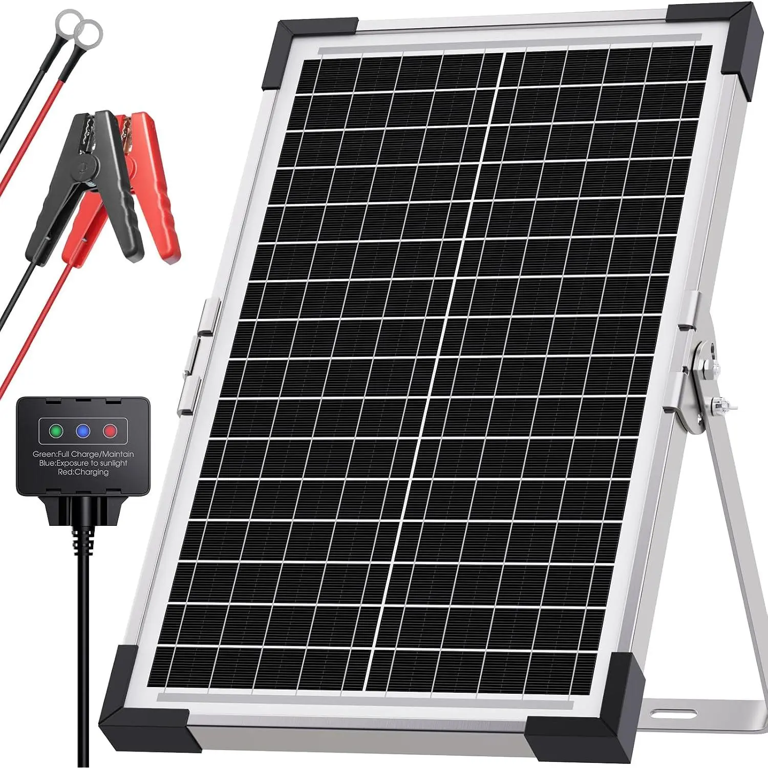 12V 7.5W Outdoor Solar Maintainer & Trickle Charger with IP68 Rated Synthetic Controller, Overcharge & Reverse Protection for Marine Users, Automobile, Boat