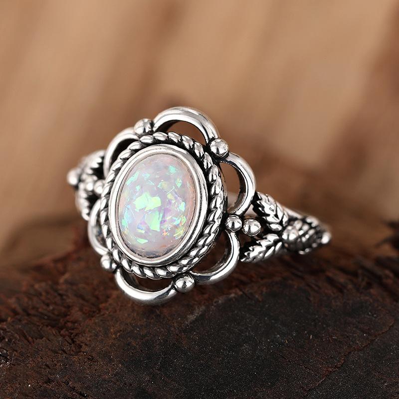 Vintage Opal-Style Filigree Ring | Boho Antique Style Statement Jewelry for Women