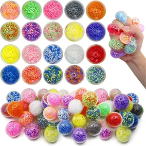 30 Pack Round Squishy Balls - Bulk Stress Balls for Anxiety , Filled with Foam Particles | Squishy Squeeze Toys for Stress Relief, Sticky Balls for Ceiling, Fidgets for Classroom
