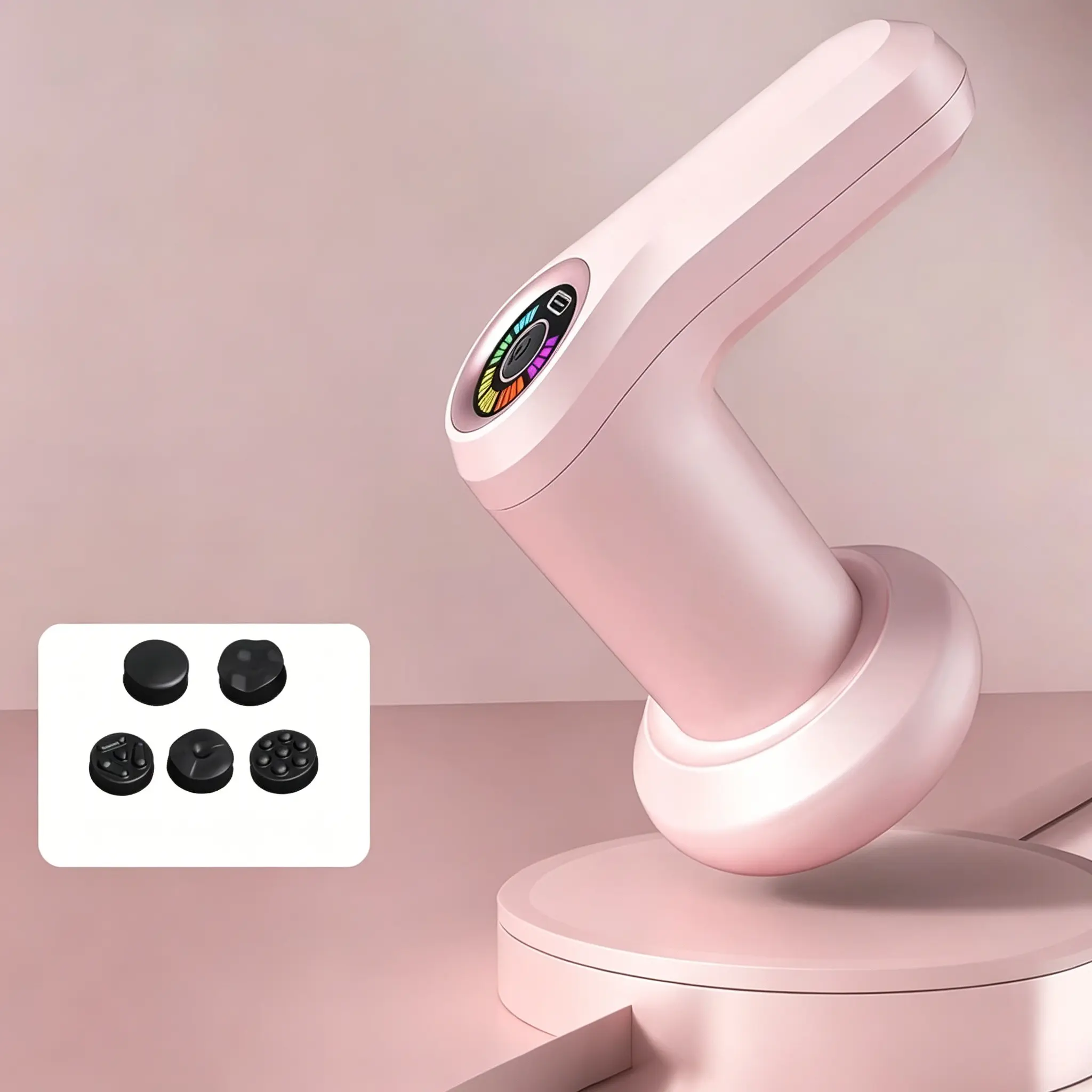 USB Rechargeable Wireless Mini Massage Gun, Portable Electric Deep Tissue Massager, LED Display, 5 Replaceable Heads, Ideal for Home & Gym, Portable Muscle Massagers