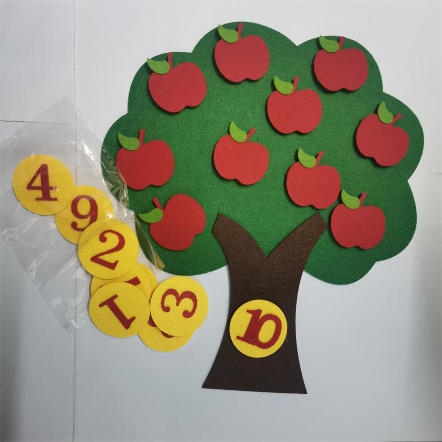 Apple Tree Learning Numbers Felt Board (1 Set), Counters Math Toy, Math Games Manipulatives, Montessori Counting Toy, Math Learning Tools, Number Counting Blocks, Learning Materials