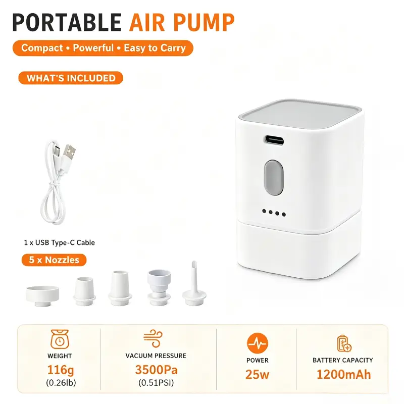 Margrb Portable Mini Air Pump for Air Mattress & Pool Floats, Fast Inflate & Deflate Camping