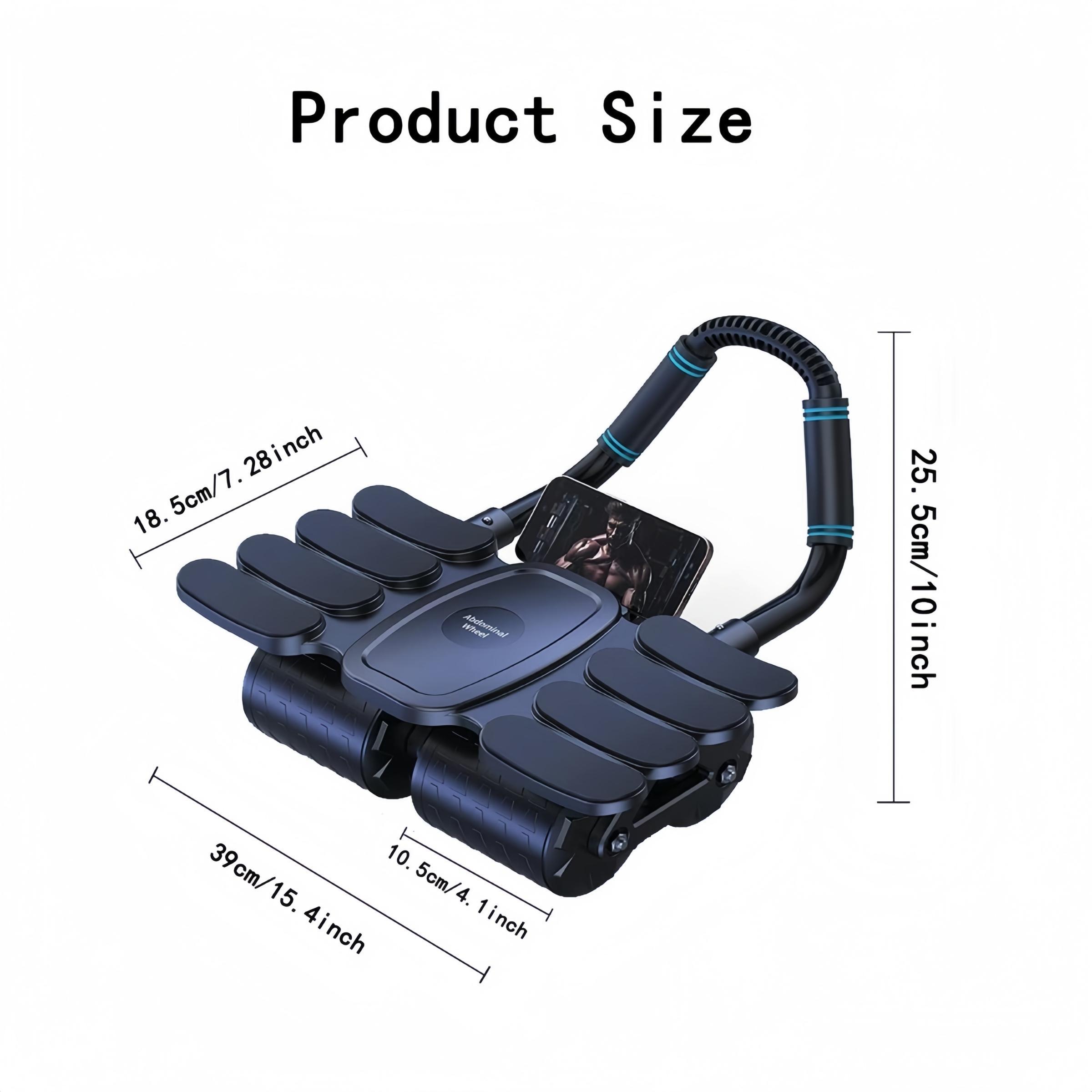 Automatic Rebound Abdominal Wheel Roller, 4 Wheel Design Abs Roller with Elbow Support & Anti Slip Kneeling Pad, Ab Wheel for Home Gym, Abdominal Fitness Wheel