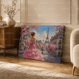 Paris Inspired Pink Dress Wall Art Canvas Poster Print, Romantic  Wall Decor, Feminine Aesthetic Decor, Bedroom Wall Art, Living Room Decor, Home Decor Poster Print, Fashion Wall Art, Entryway Decor