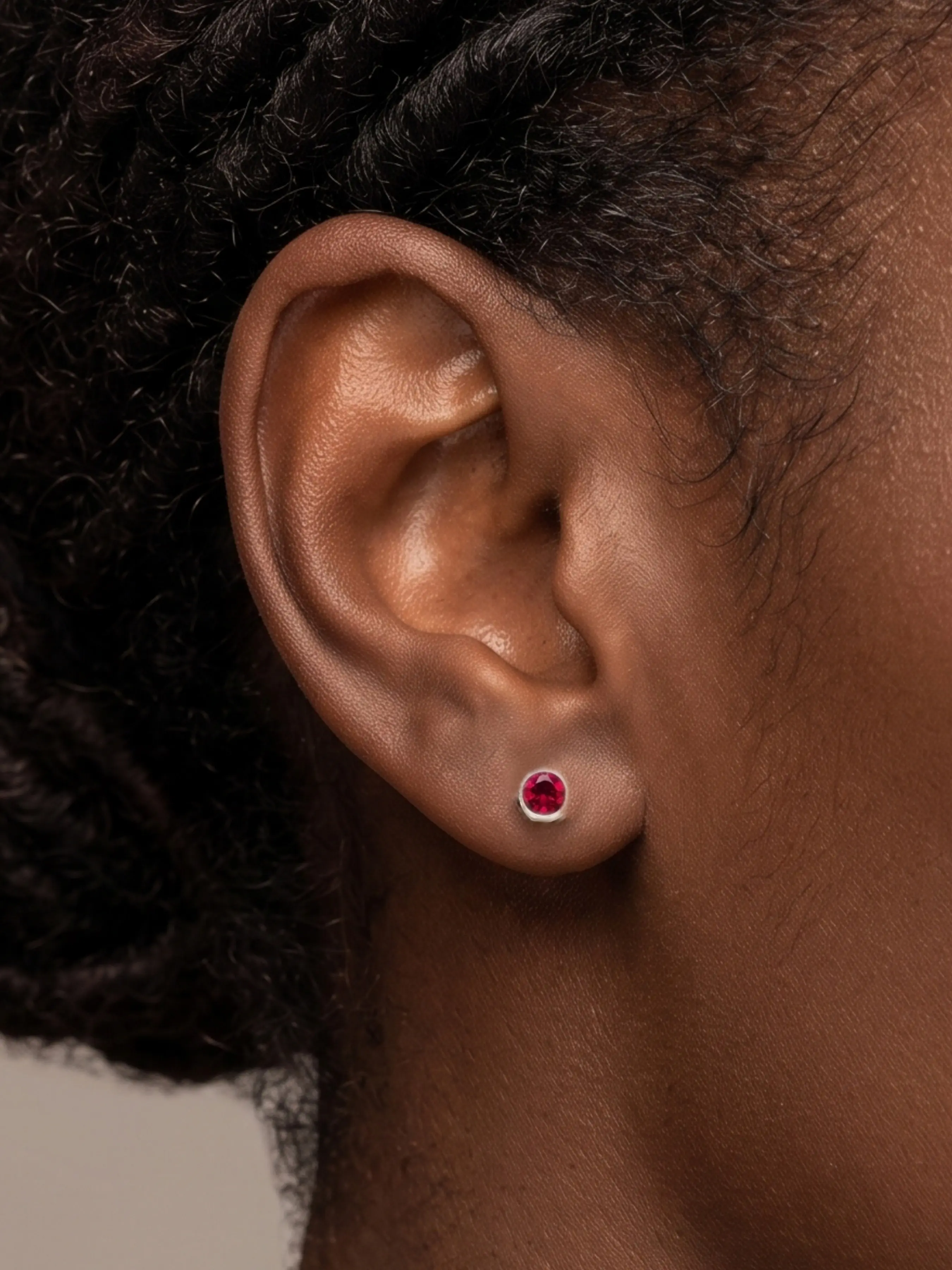 Stainless Steel Birthstone Earrings, Mini Round Crystal Ear Studs, 12 Colors Available, Hypoallergenic Fine Needle, Unisex Birthday Gift