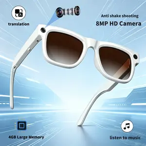 2026 Smart Camera Glasses, 800mp Pixel Webcam, 4GB Memory, 100+ Languages, Noise-Canceling Microphones, Music Calls, Unisex, Travel Ready