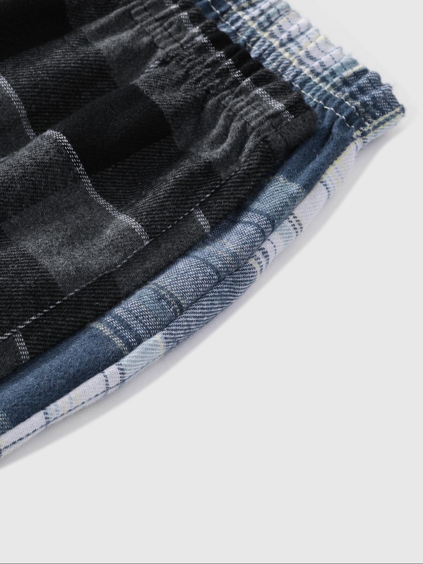 Men's Plaid Print Fitted Knitted Lounge Pants, Casual Comfy Soft Breathable Stretch Trousers for Daily Wear, Men's Pajama Sleepwear & Loungewear for All Seasons