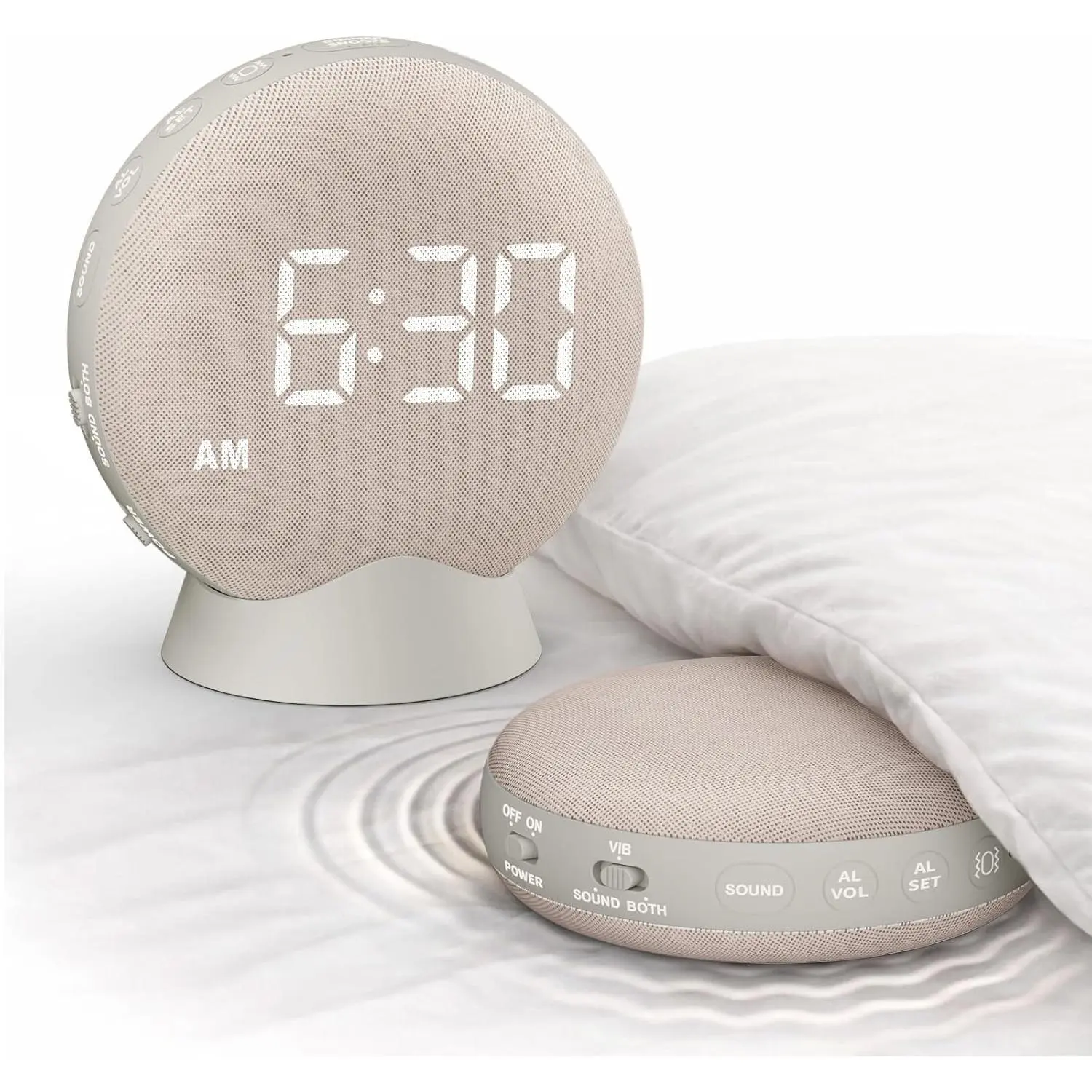 Extra Loud Alarm Clock with Vibrating Bed Shaker for Heavy Sleepers, Auto-Dim Digital Clock for Hearing Impaired Deaf, Portable Rechargeable Battery for Bedroom Travel Dorm - PuttyGift