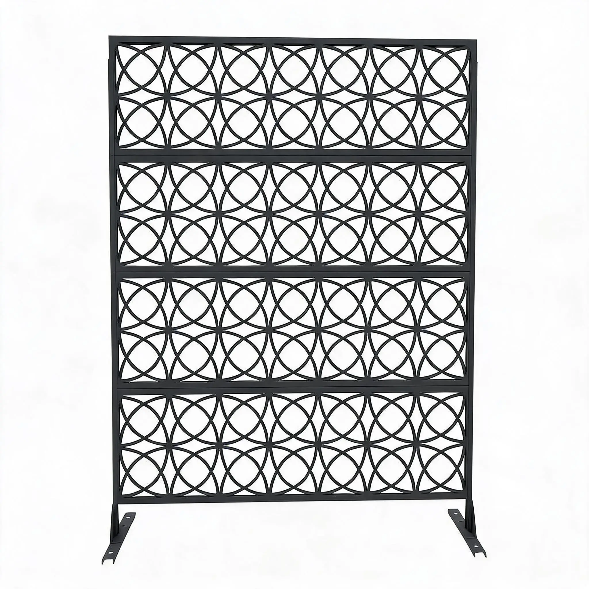 【GAOMON】Metal Privacy Fence Panel, Freestanding Outdoor Screen for Patio Balcony Garden, Rust-Proof Powder Coated Steel, Decorative Room Divider, No Drill Installation, Black/White