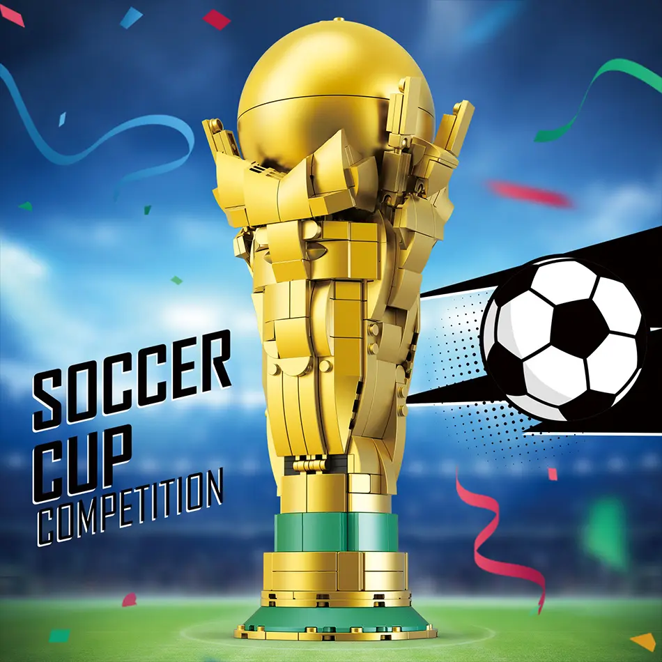 Soccer Trophy Building Set for Kids 8+ (446 Pieces) – STEM Golden Football Cup Model with Opening Sphere & Hidden Mini Balls – Collectible Display for Home Office Desk, Birthday Gift for Sports Fans