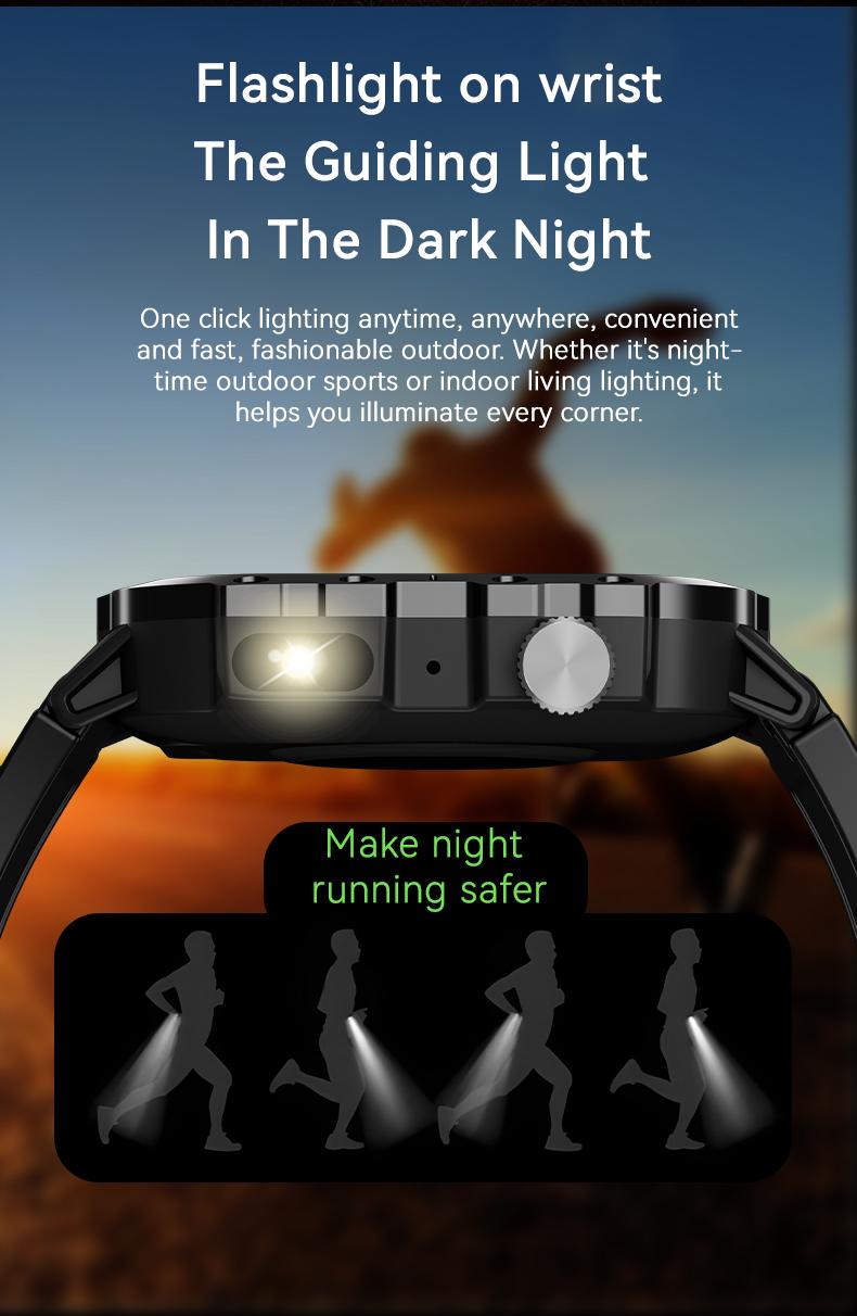 Rugged Military Smart Watch Men's Outdoor Watch 2.01" HD Touch Screen Voice Bluetooth Call Smartwatch